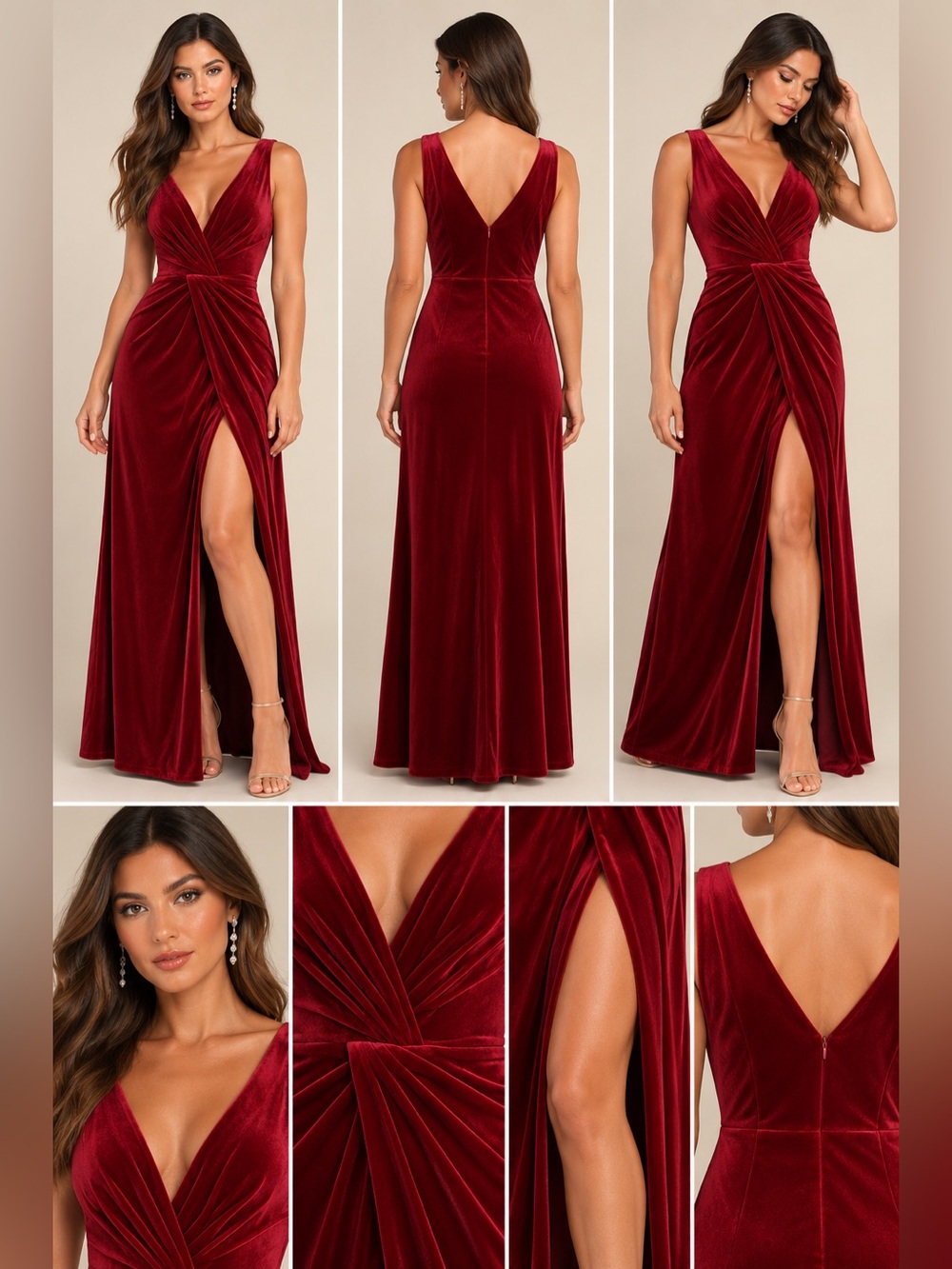 Lulus Beautiful Evenings Wine Red Velvet Twist Front Maxi Dress XS